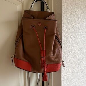 Brown and Red Leather Backpack